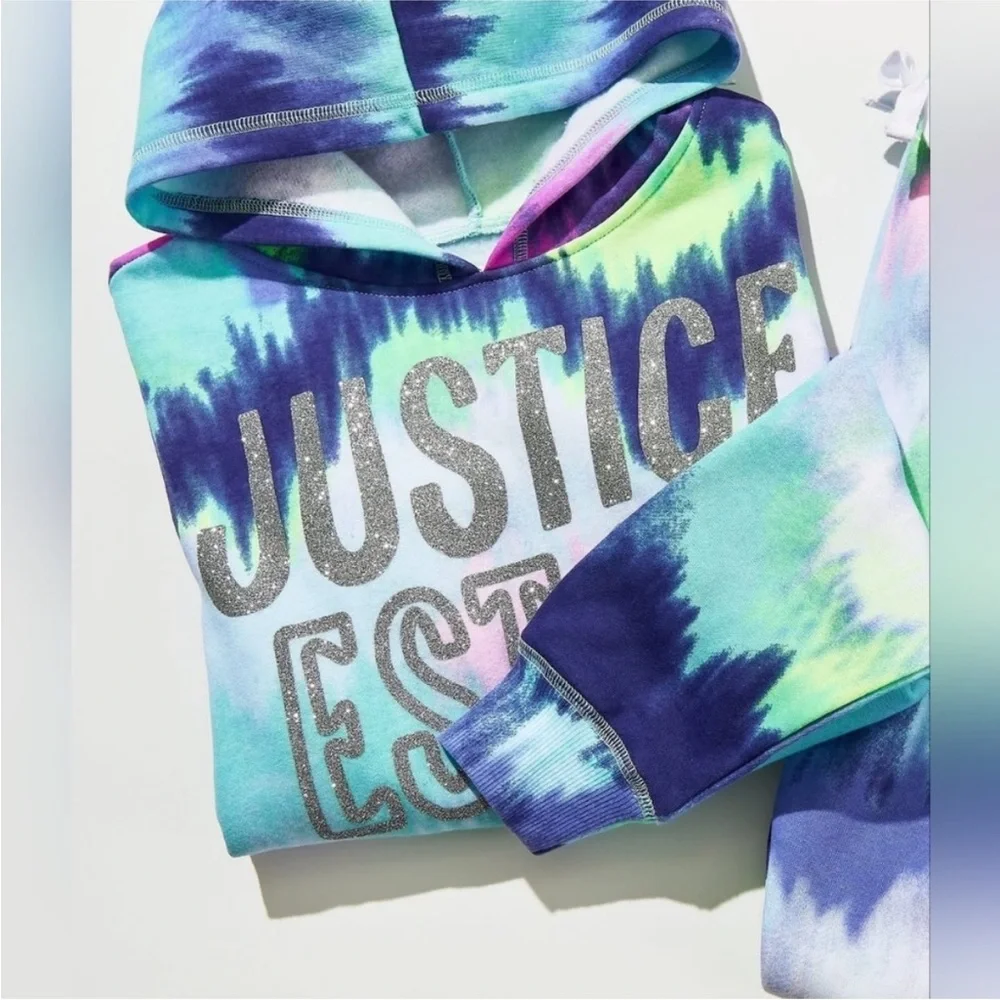 Justice Blue and Purple Tie-Dye Hoodie